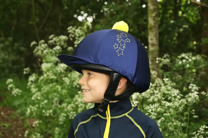 Hy Equestrian Stella Hat Cover - Navy/Yellow-1